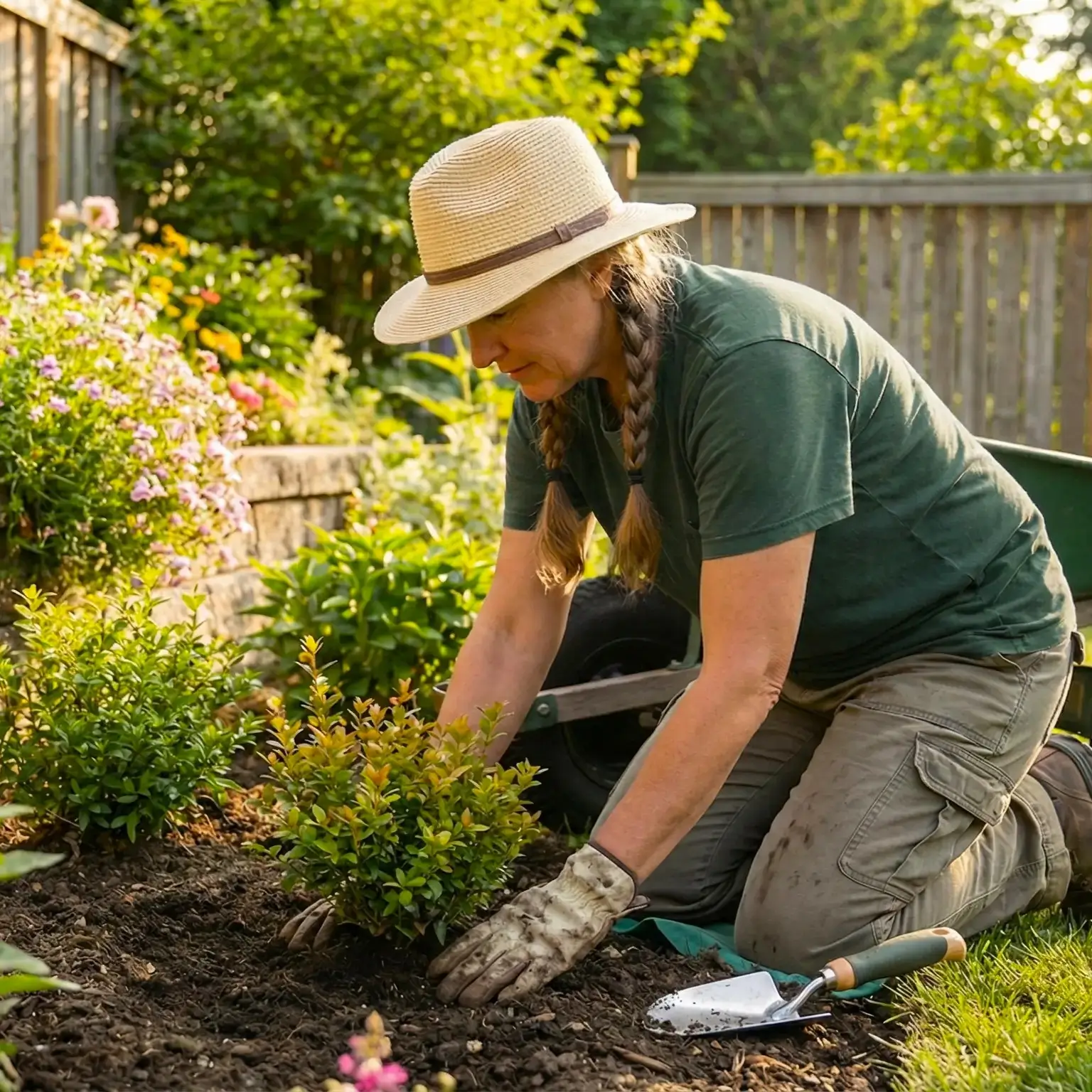 Gardener planting